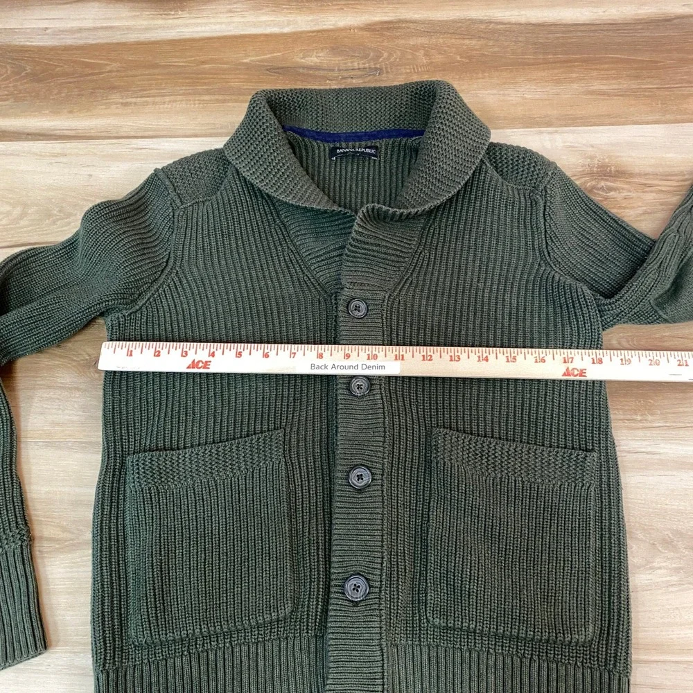Banana Republic Olive Green Shawl Collar Cardigan Sweater